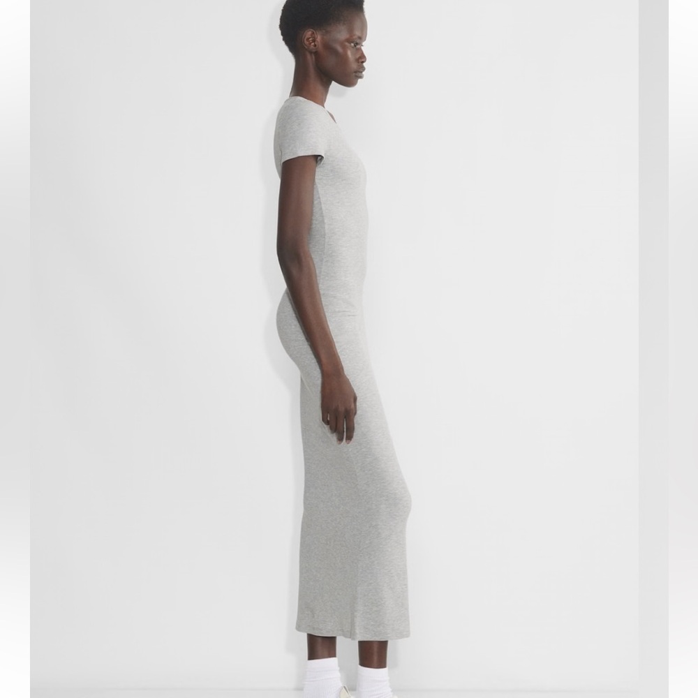 ARITZIA THE GROUP LUXE LOUNGE TEMPTATION SHORT-SLEEVE RIBBED MAXI DRESS EUC - Picture 3 of 13